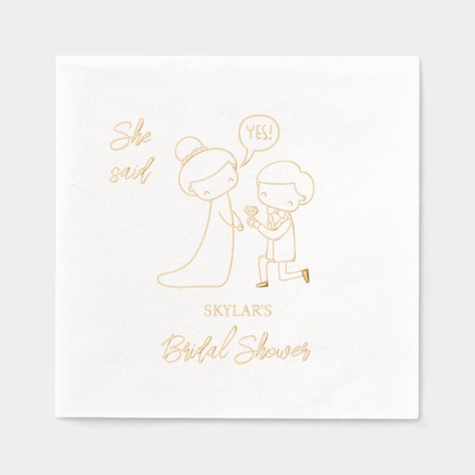 Zij Heeft Ja Gezegd Bruidsfeest Folie Servetten (Voorkant)