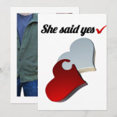 Zij Heeft Ja Gezegd Trouwkaart – Hart Ontwerp Kaart (Voorkant / Achterkant)