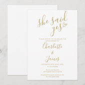 Zij Heeft Ja Gezegd Verlovingsfeest Goud Hart Kaart (Voorkant / Achterkant)