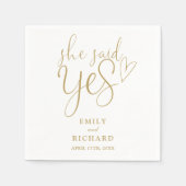 Zij Heeft Ja Gezegd Verlovingsfeestje Elegante Gou Servet (Voorkant)