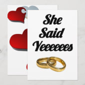Zij Heeft Ja Gezegd Verlovingsuitnodiging – Hart T Kaart (Voorkant / Achterkant)