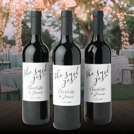 Zij Heeft Ja Verloving Feest Liefde Hart Wijn Etiket