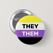ZIJ/HEN Niet-binaire Geslacht Vlagkleuren Ronde Button 5,7 Cm (Voorkant /achterkant)