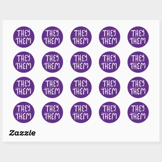 ZIJ/HEN zetten Paarse handletterset van Ronde Sticker (Vel)