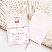 Zij is de Kers op de Gingham Baby Shower Kaart