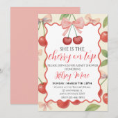 Zij Is De Kers Op De Priklimot Invitatie Kaart (Voorkant / Achterkant)