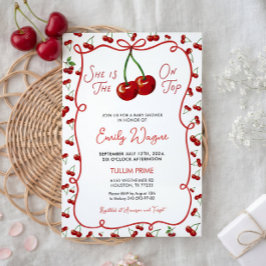Zij is de kers op de taart Baby Shower Uitnodiging