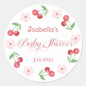 Zij is de kers op het Baby shower Ronde Sticker (Voorkant)