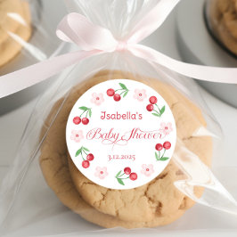 Zij is de kers op het Baby shower Ronde Sticker