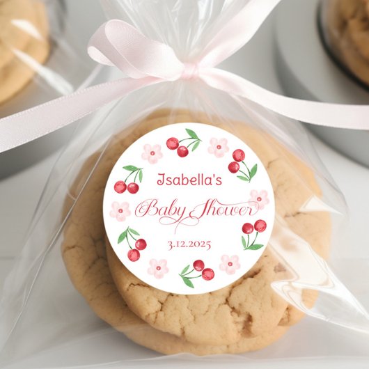 Zij is de kers op het Baby shower Ronde Sticker