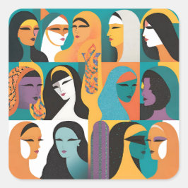 Zij is de revolutie vierkante sticker