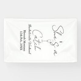 Zij is een aanwinst champagnefles vrijgezellenweek spandoek