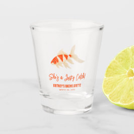 Zij Is Een Gelukkige Vangst Koi Vis Blauw vrijgeze Shot Glas