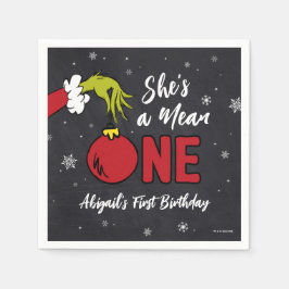 Zij is een gemene | Grinch schoolbord verjaardag Servet