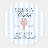 Zij is een Kreeft Kreeft Bachelorette Ronde Sticker (Voorkant)