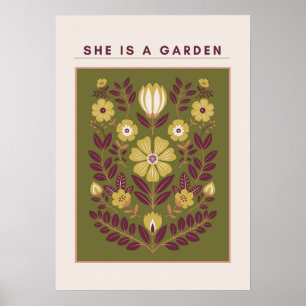 Zij Is een Tuin – Botanische Muurkunst (Salie) Poster