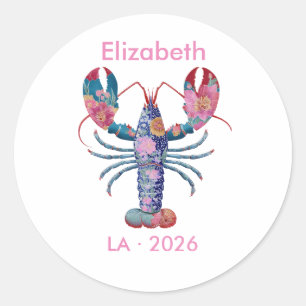 Zij is een vangst Bloemige Kreeft Zeevaart Bachelo Ronde Sticker
