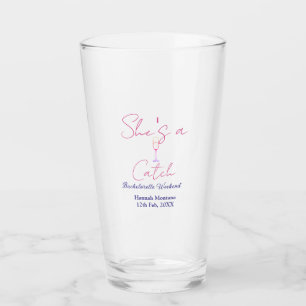 Zij is een vangst champagnefles vrijgezellenweeken glas