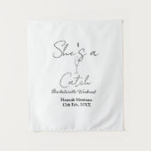 Zij is een vangst champagnefles vrijgezellenweeken wandkleed (Voorkant)