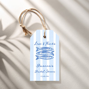 Zij is een vangst sardines vis bruiloft douche aan cadeaulabel