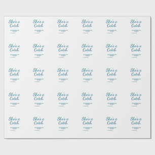 Zij is een vangst vrijgezellenweekend naam blauw d cadeaupapier