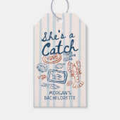 Zij is een vangst Zeevruchten Kust Bachelorette Cadeaulabel (Voorkant)