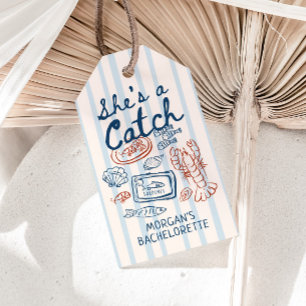 Zij is een vangst Zeevruchten Kust Bachelorette Cadeaulabel