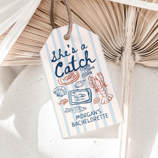 Zij is een vangst Zeevruchten Kust Bachelorette Cadeaulabel