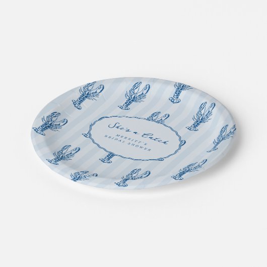 Zij is een vangst | Zomer Kreeft Bruidsdouche Papieren Bordje (Gekanteld)