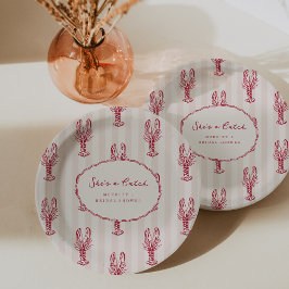 Zij is een vangst | Zomer Kreeft Bruidsdouche Papieren Bordje