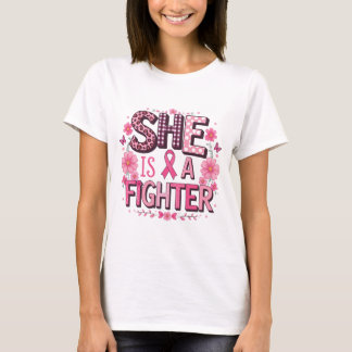 Zij Is Een Vechtster - Borstkankerbewustzijn T-shirt