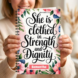 Zij Is Gekleed in Kracht Christelijke Vrouwen Jour Notitieboek
