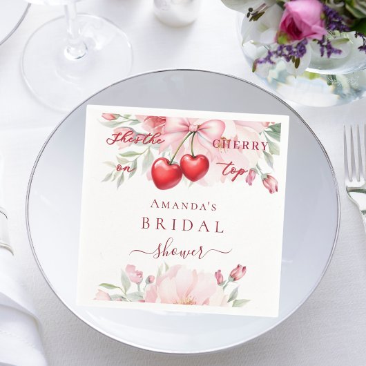 Zij is het cherry op de taart lint bloemen Bruidsd Servet