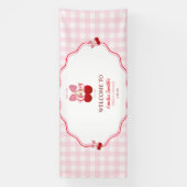 Zij Is Het Kersje Op De Taart Roze Strik Bruidsdou Spandoek (Verticaal)