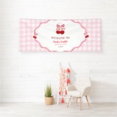 Zij Is Het Kersje Op De Taart Roze Strik Bruidsdou Spandoek (Insitu)