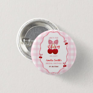 Zij Is Het Kersje Op De Taart Roze Strik Bruiloft Ronde Button 3,2 Cm