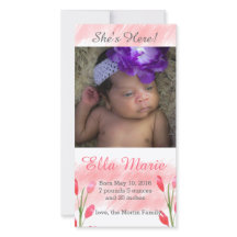 Zij is hier lente bloemen geboorteaankondiging