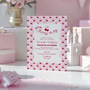 Zij is Kers op de Top Baby Meisje Shower Uitnodigi Kaart
