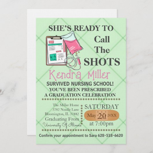 Zij is klaar om het Afstuderen van de showts te ro Kaart (Voorkant / Achterkant)