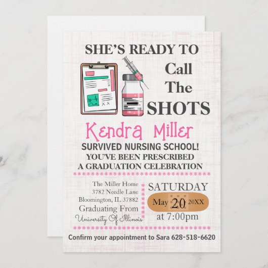 Zij is klaar om het Afstuderen van de showts te ro Kaart (Voorkant / Achterkant)