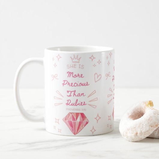 Zij is kostbaarder dan de robijnen van het Christe Koffiemok (Met donut)