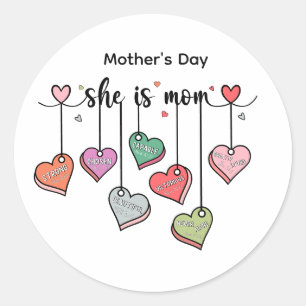 Zij is mam Happy Moederdag Ronde Sticker