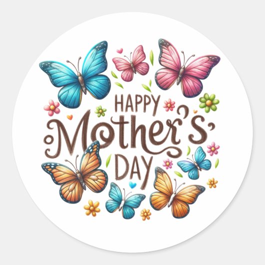 Zij is mam | Happy Moederdag Ronde Sticker (Voorkant)