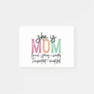 Zij is mama: Geliefd, Sterk, Waardig, Belangrijk,  Post-it® Notes