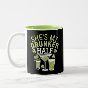 Zij is mijn dronken helft St. Patrick's Day Matchi Tweekleurige Koffiemok