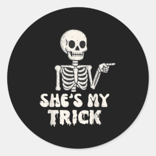 Zij is mijn grap skelet koppels bijpassende Hallow Ronde Sticker