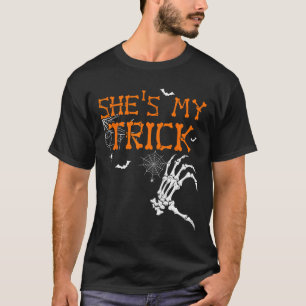 Zij Is Mijn Truc Hij Is Mijn Snoep Halloween Koppe T-shirt