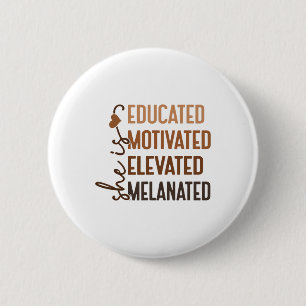 Zij Is Onderwezen Gemotiveerd Verheven Melanated A Ronde Button 5,7 Cm