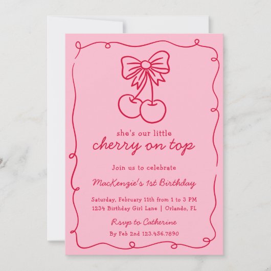 Zij is ons kleine kersje op de taart Meisje 1e ver Kaart (Voorkant)