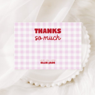 Zij is onze kers op de roze gingham verjaardag bedankkaart